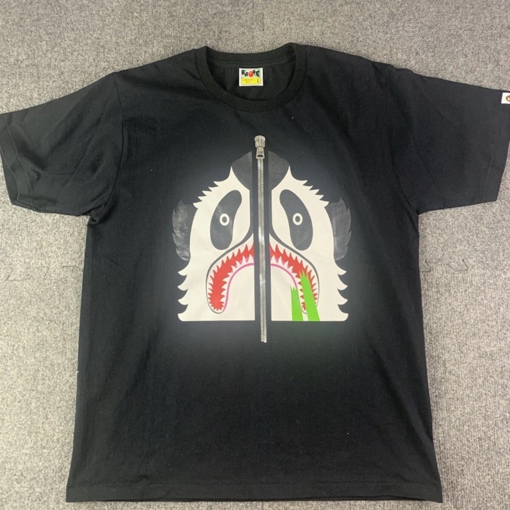 BAPE A Bathing Ape Mens 100% Cotton Short Sleeve Crew Neck Panda Tee Size L